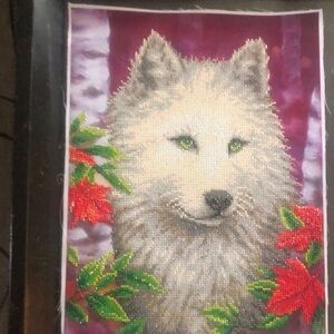 Majestic Wolf Beaded Art Painting - Multicolor